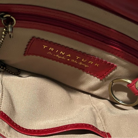Trina Turk Elegant Red Leather shoulder bag Clutch with Chain strap NWT - Picture 7 of 11